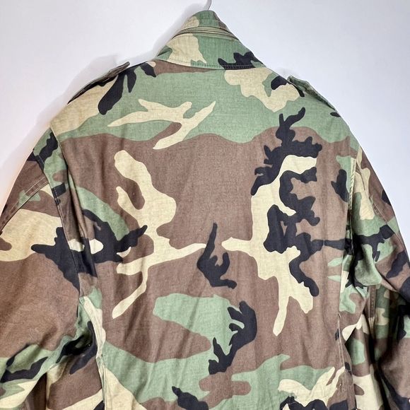 Vintage US Army Airborne 80s Cold Weather Field Camo Coat Jacket Medium Long - Picture 12 of 16